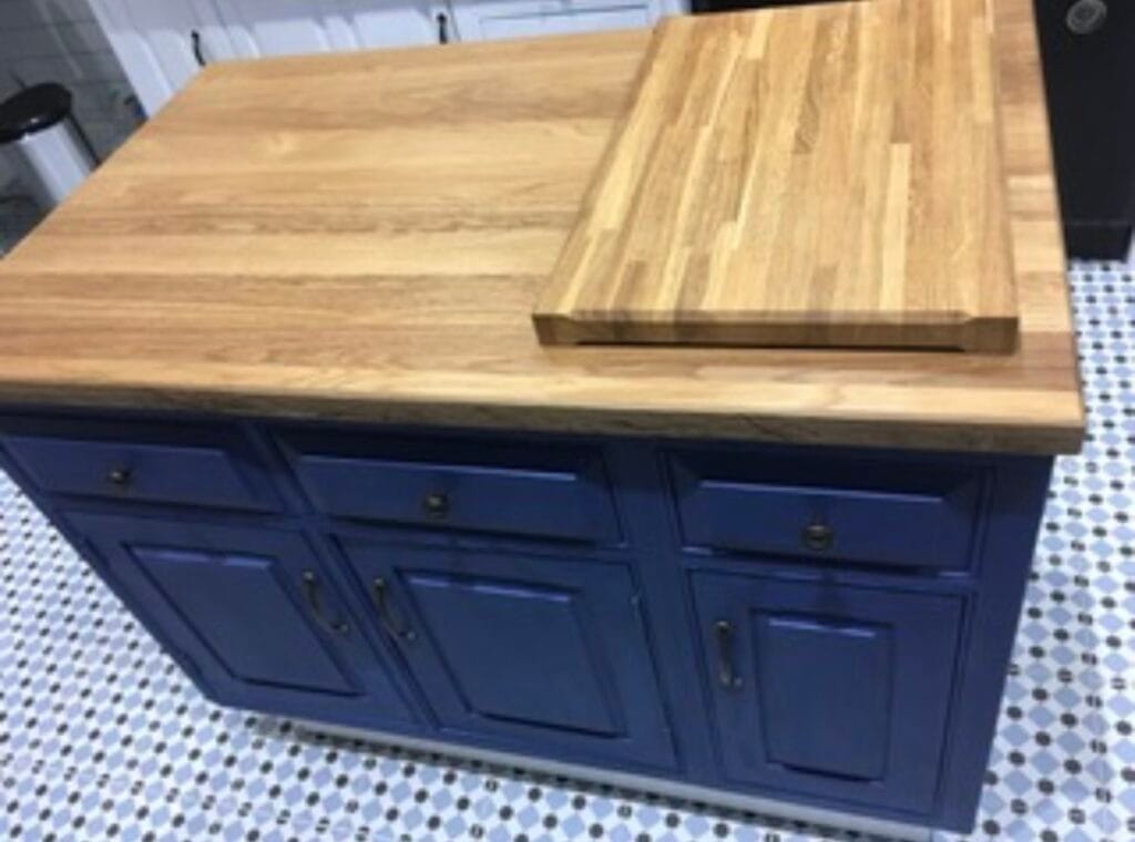 Painting over dark blue cabinets