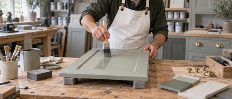 Specialist hand-painted kitchen painter in Nottingham professionally finishing kitchen cabinetry