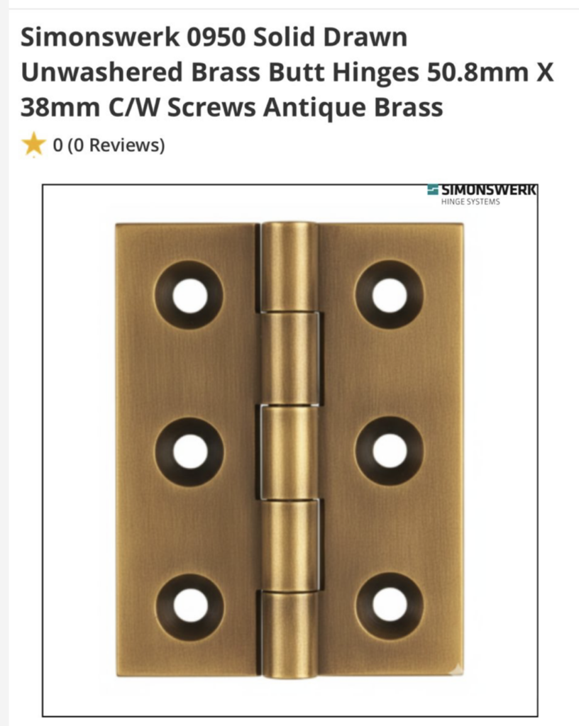 Door hinges for Mark Wilkinson Kitchens